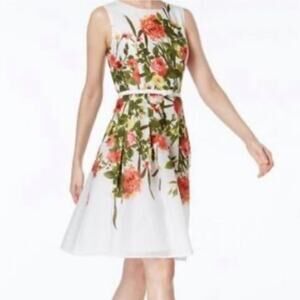 Tommy Hilfiger Women's Floral-Print Belted Fit & Flare Dress 12 INVR3
